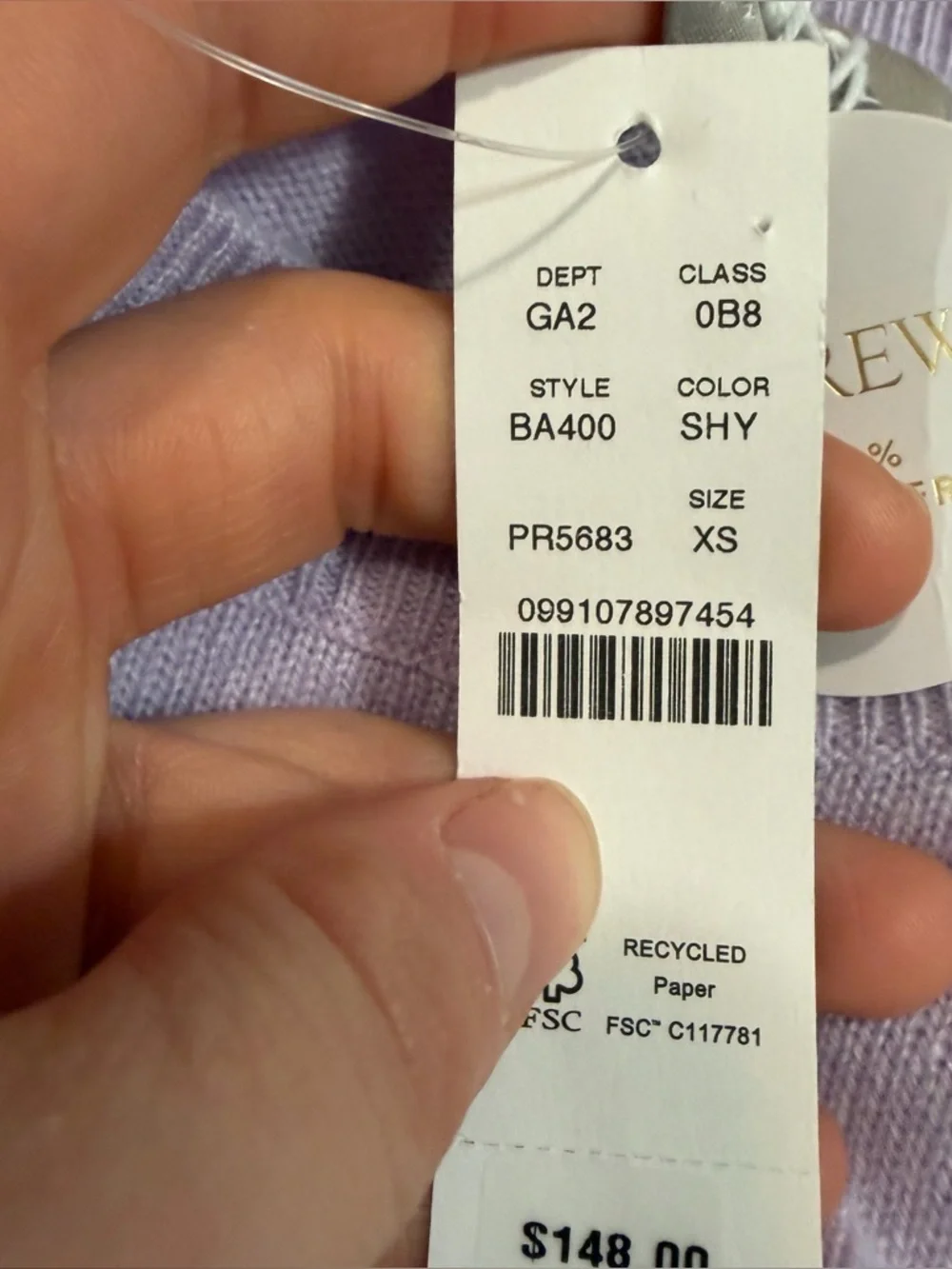 J crew Cashmere classic-fit crewneck sweater Sweet Hyacinth